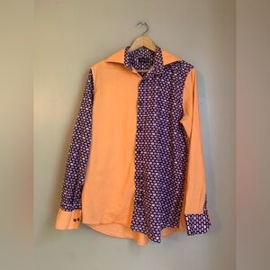 Satoria napoletana button down shirt mixed prints made in Italy